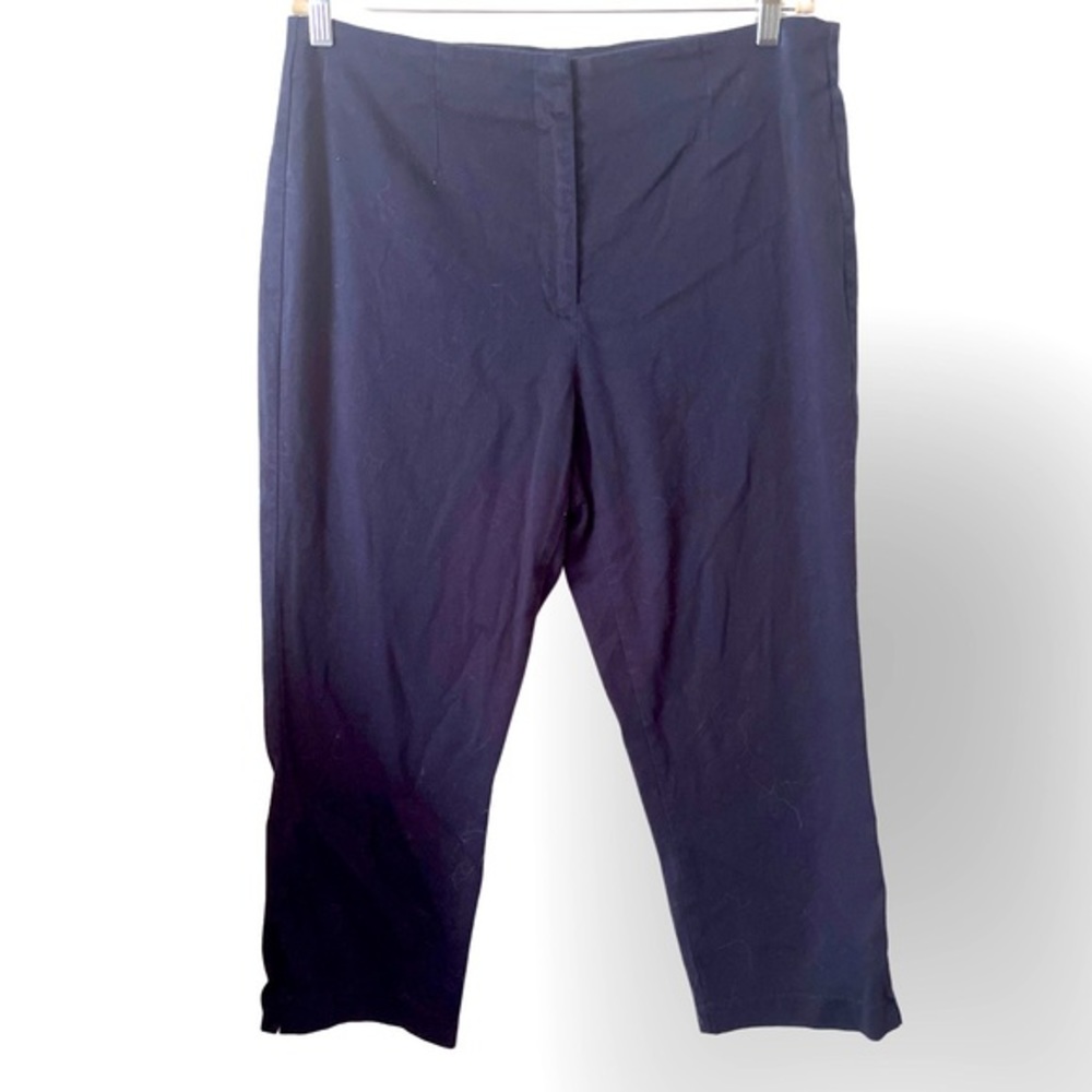Orvis Bavy Blue Textured Capri Ankle Straight Leg Pants 14